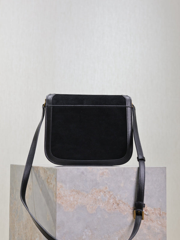 YSL Solferino Shoulder Bag Black Suede Leather