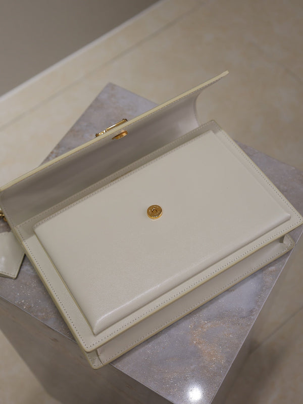 YSL Sunset Handbags 25cm White Cowhide