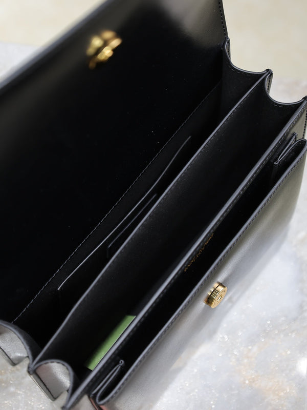 YSL Medium Sunset Shoulder Bag 22cm Black Cowhide GHW
