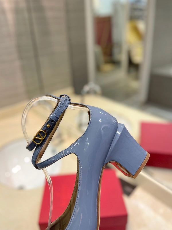 VLTN 26s VLogo Block Heels Light Blue Patent Leather 985373