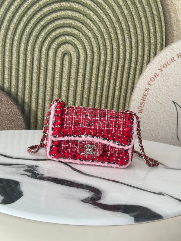 CC 2026 Mini Flap Bag Tweed Denim Leather