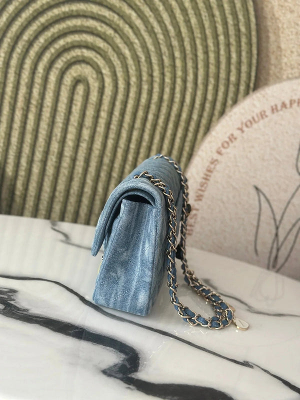 CC 2026 Coco Cuba Charms Flap Bag Canvas Denim Leather