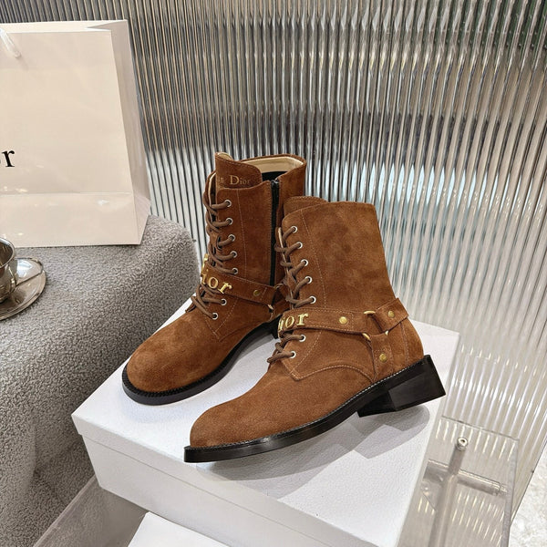 CD 26s Lace-Up Knee- Ankle Boots Brown Suede 924102