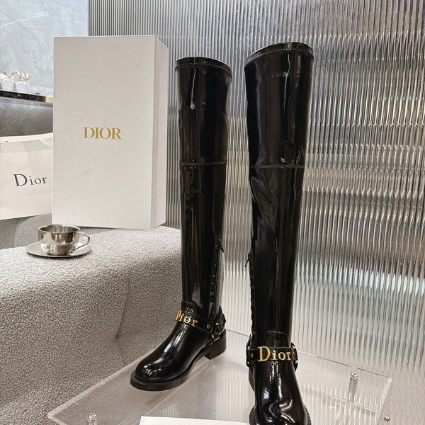 CD 26s Bolt Over-The-Knee Boot Black Patent Calfskin 924100