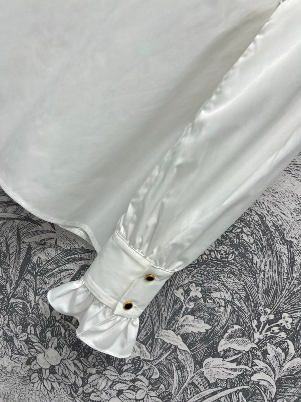 CC 25 Lace Pleated Shirt White Cotton
