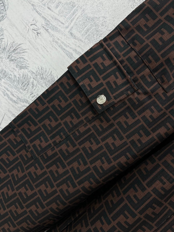 Fendi 25 Straight Pants Brown Black Polyester