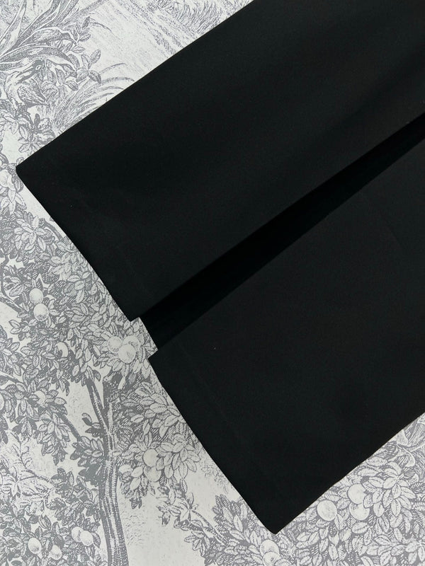 CD 25 A-line Pleated Long Skirt With Belt And Zipper Black Polyester Cotton