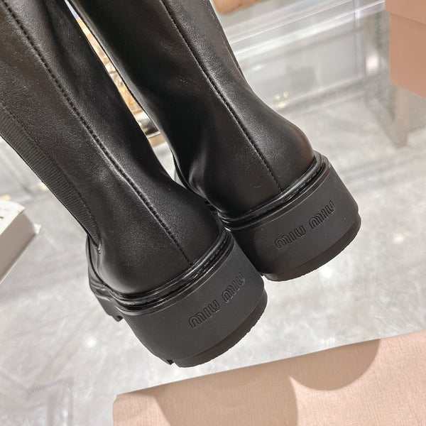 Miu Miu 2026 Knee-High Boots Black Calfskin 999645