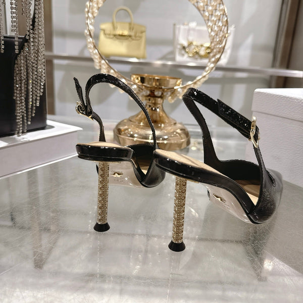 CD 26 Slingback 80 Black Beige Patent Leather 679853