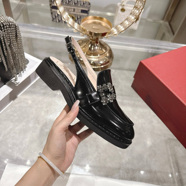 Roger Vivier 26s Viv' Ranger Half Loafer Black Patent Leather 679811