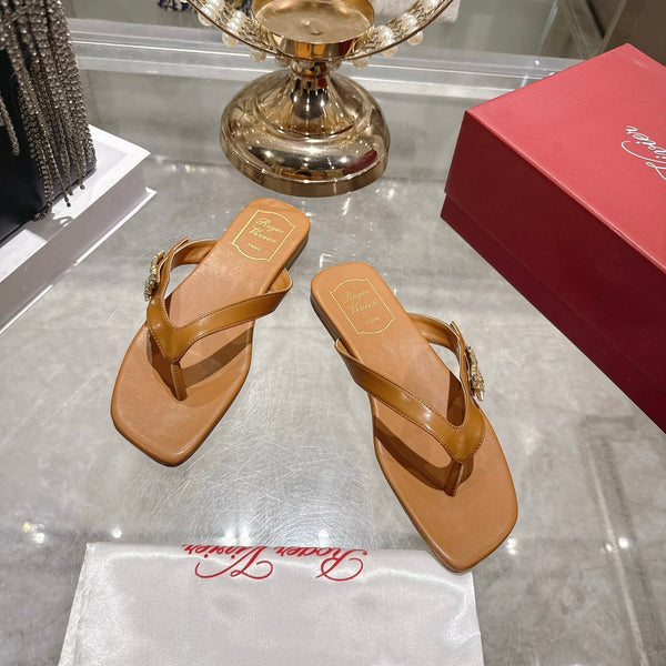 Roger Vivier 26s Thong Brown Cowhide 679813