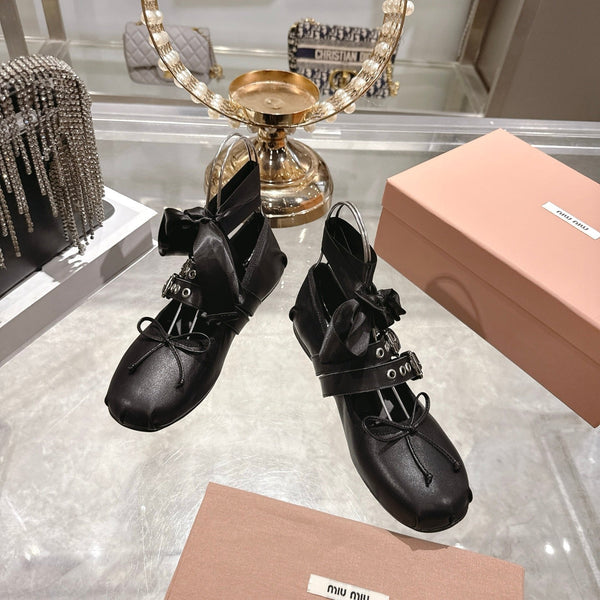 Miu 26s Ballerinas Black Leather 679786