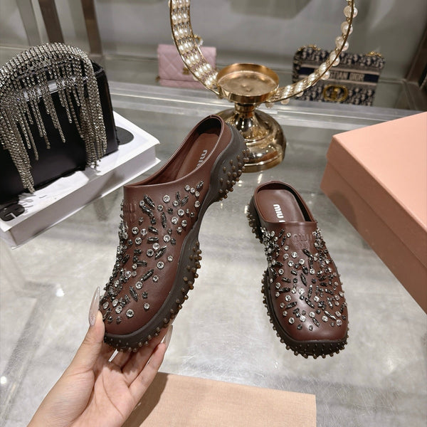 Miu Miu 2026 Embellished Studded Mule Calfskin 999598