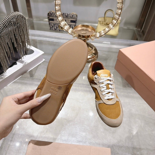 Miu Miu 2026 Gymnasium Sneakers Brown Cream Suede 999616