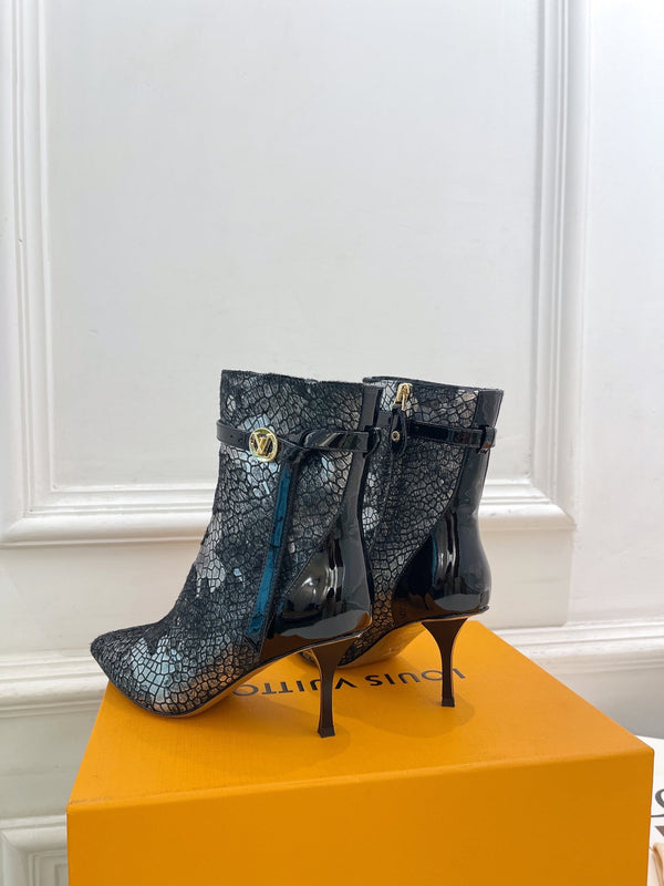 LV Stellar Ankle Boot 70mm White Mix Black Calfskin