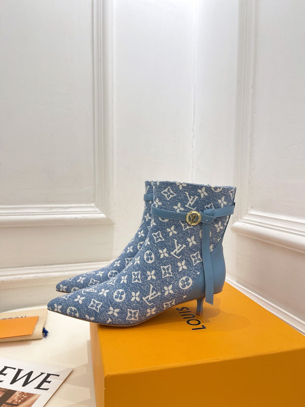 LV Stellar Ankle Boot 40mm Light Blue Monogram Jacquard Fabric