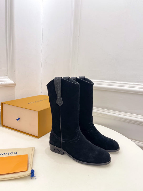 LV Rider Boot 30mm Black Suede