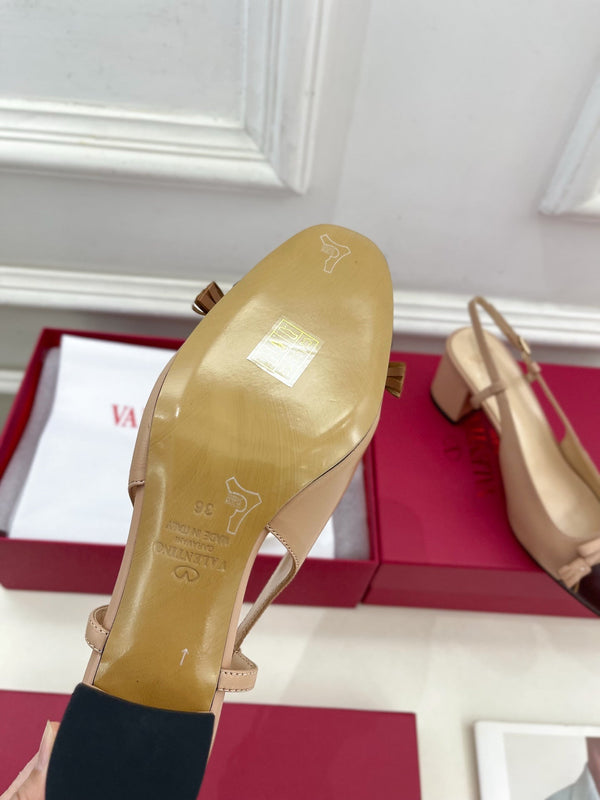 Valet Du Roi Slingback Pumps 60mm Beige Burgundy Goatskin 307480