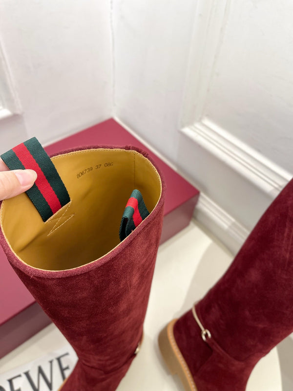 Gucci 25π¬π¬ hight boots wine red suede 435368