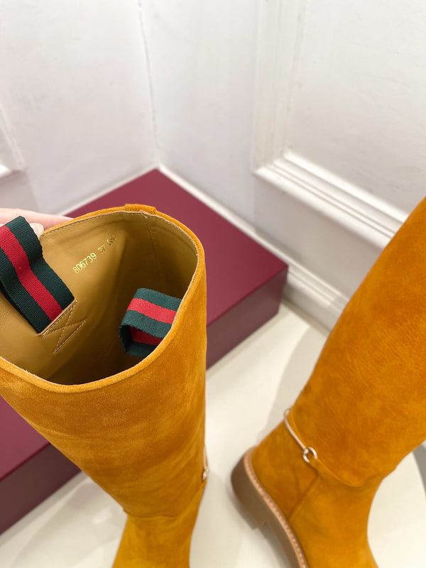 Gucci 25π¬π¬ hight boots mustard yellow suede 435370