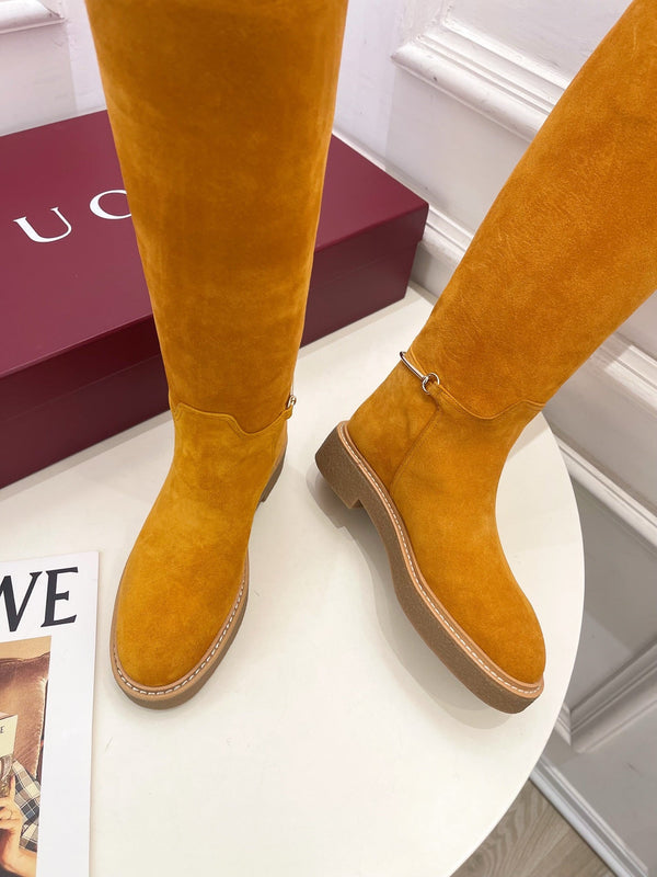 Gucci 25π¬π¬ hight boots mustard yellow suede 435370
