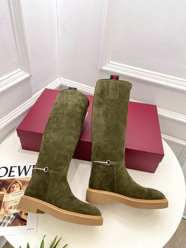 Gucci 25π¬π¬ hight boots olive green suede 435371