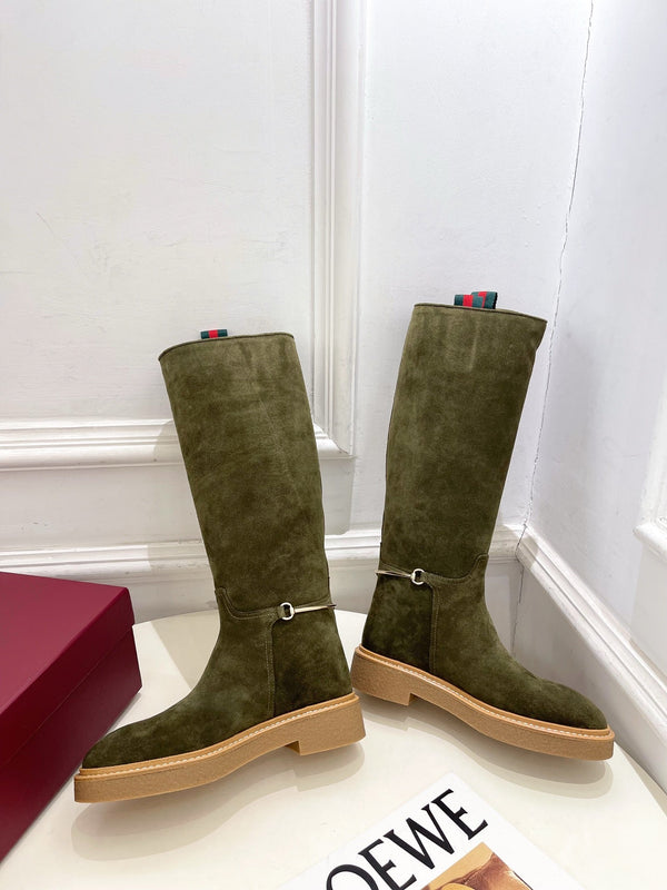 Gucci 25π¬π¬ hight boots olive green suede 435371