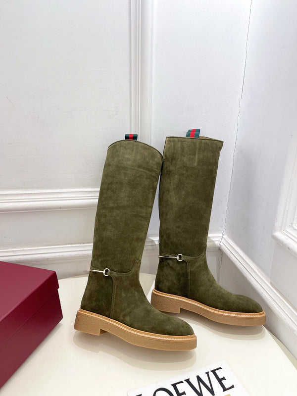 Gucci 25π¬π¬ hight boots olive green suede 435371
