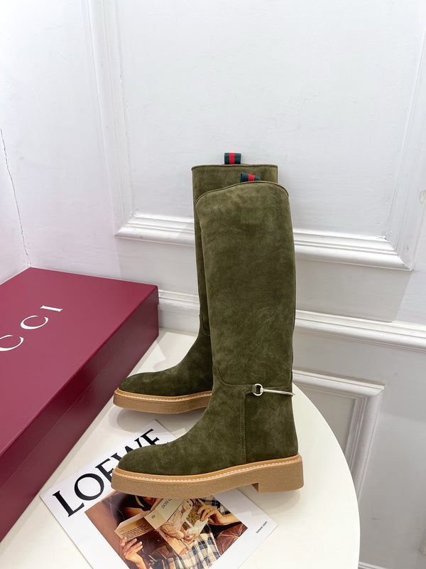 Gucci 25π¬π¬ hight boots olive green suede 435371