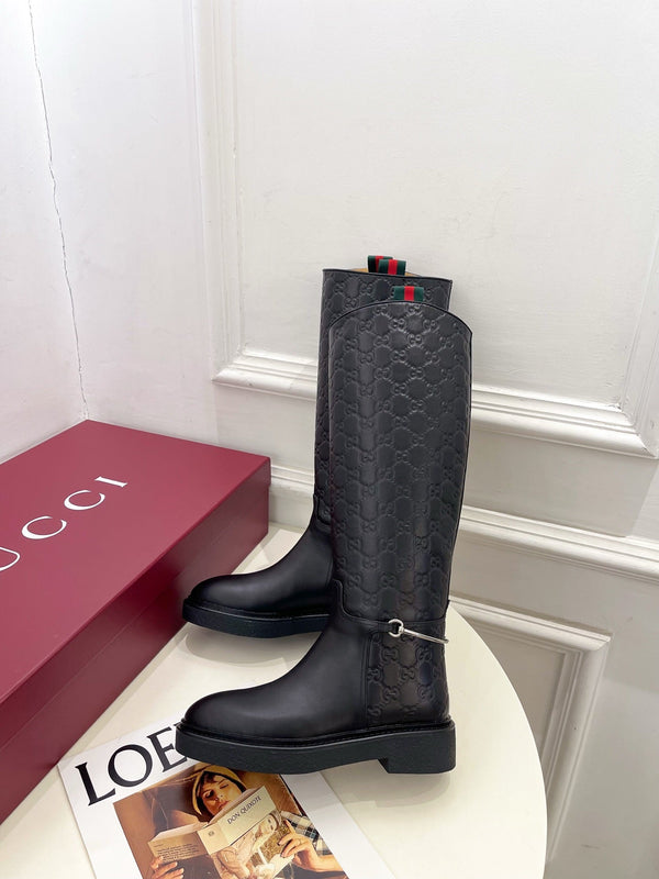 Gucci 25π¬π¬ Horsebit Detail Logo Black Calfskin 435373