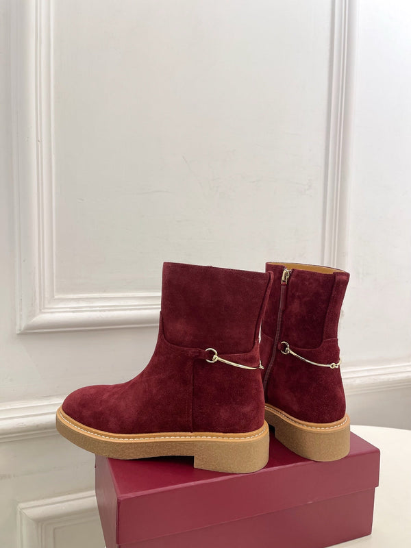 Gucci 25π¬π¬ horsebit ankle boots wine red suede 435375