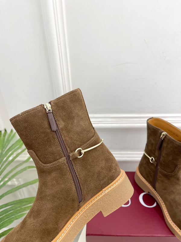 Gucci 25π¬π¬ horsebit ankle boots chestnut brown suede 435376