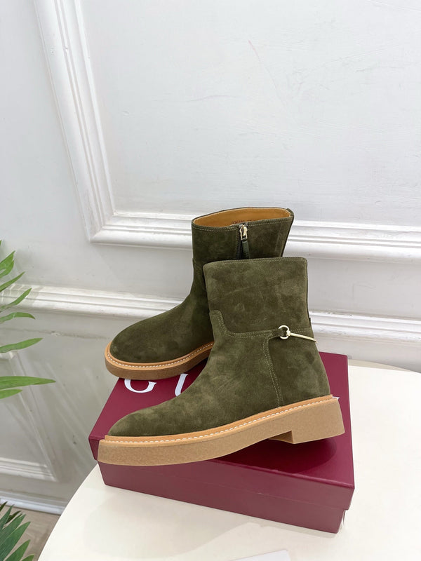 Gucci 25π¬π¬ horsebit ankle boots olive green suede 435378
