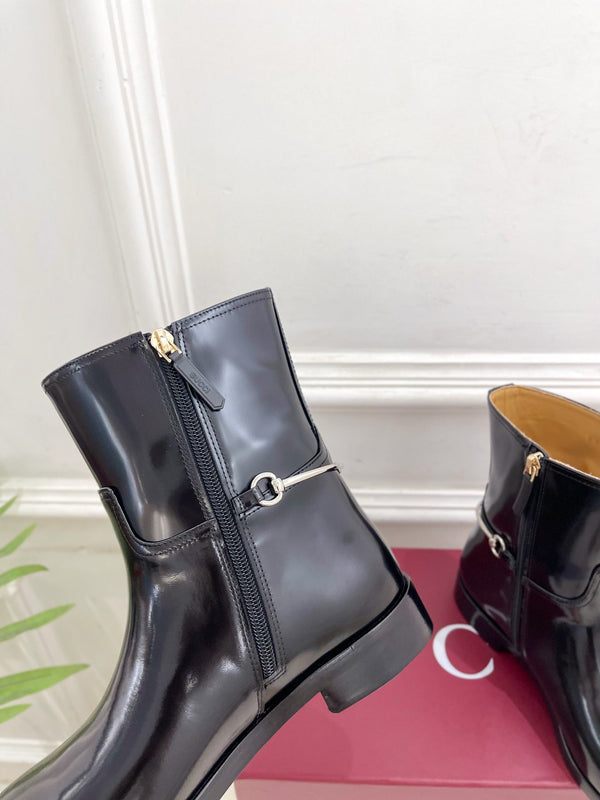 Gucci 25π¬π¬ horsebit ankle boots black patent calfskin 435384