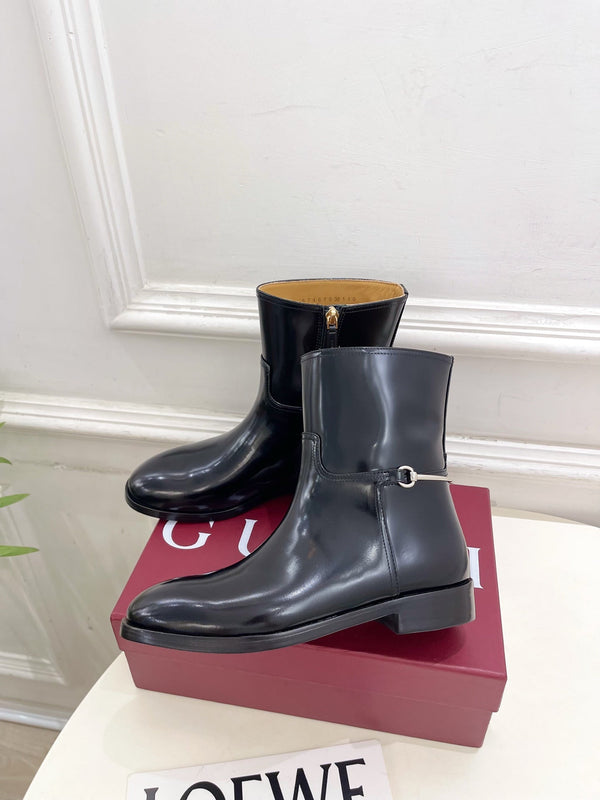 Gucci 25π¬π¬ horsebit ankle boots black patent calfskin 435384