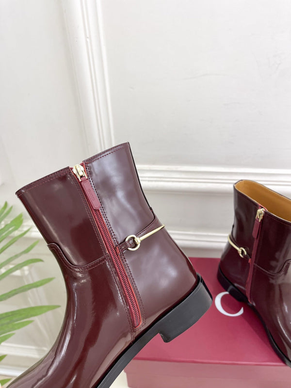 Gucci 25π¬π¬ horsebit ankle boots burgundy patent calfskin 435385