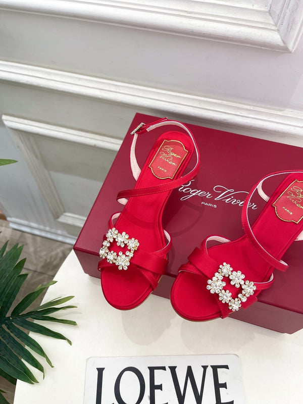 RV Efflorescence Sandals 6.5cm Red Satin 631971