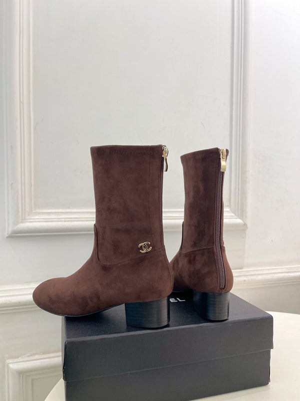 CC 26S Logo Botines 4cm Brown Suede 111848