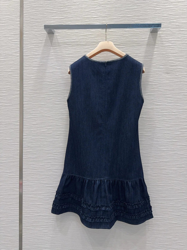 Miumiu 2026 Vest Dress Blue Cotton