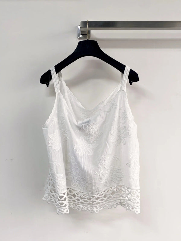 Chanel 2026 Flower Camisole White Cotton Nylon