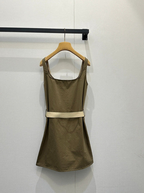 Miumiu 2026 Vest Dress Khaki Brown Cotton 136569