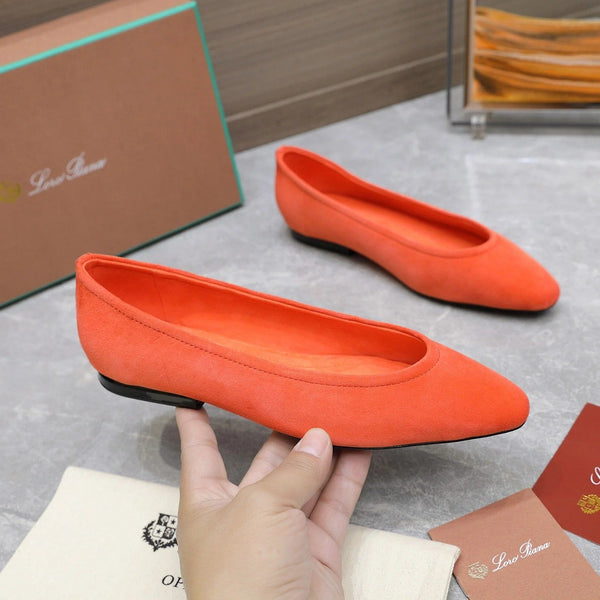 Classic Ballet Shoes In Orange Suede