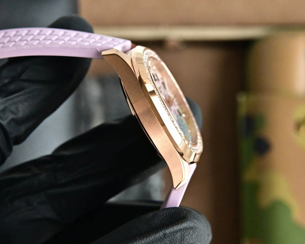 Patek Aquanaut 35.6mm Rose Gold Case Purple Strap Watch