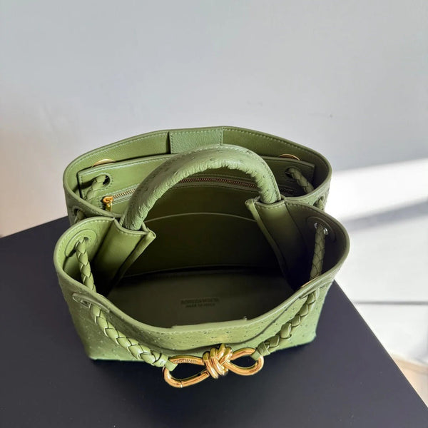 Bottega Veneta 2026 Andiamo Bag Avocado Green Ostrich Leather