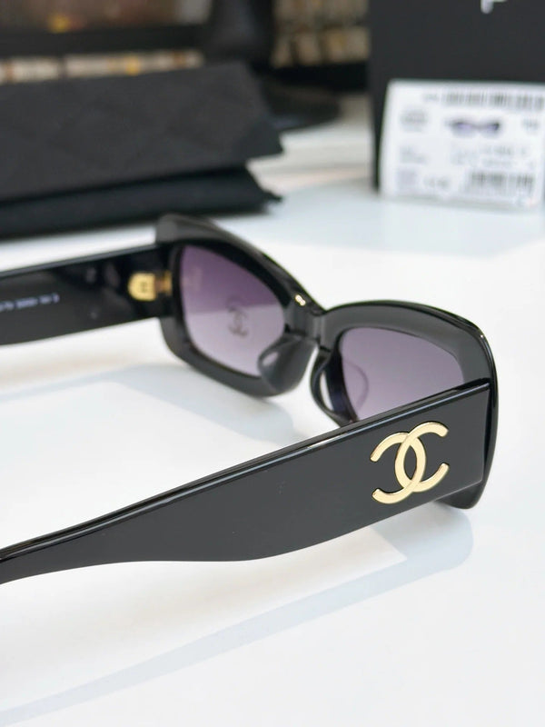Chanel Butterfly Sunglasses Black Gradient Purple Acetate