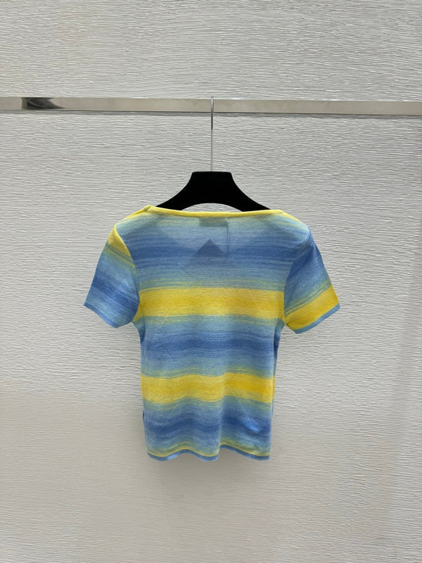 Miumiu 2026 Striped Shirt Yellow Blue and Gray Wool