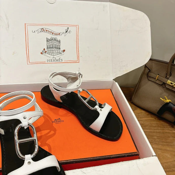 HM 26ss Sandals Black White Genuine Leather 638532