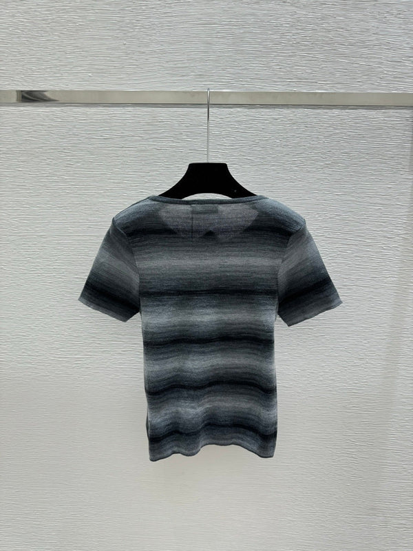 Miumiu 2026 Striped Shirt Yellow Blue and Gray Wool