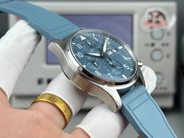 IWC Pilot's Chronograph 41mm Blue Dial Steel Case Rubber Strap