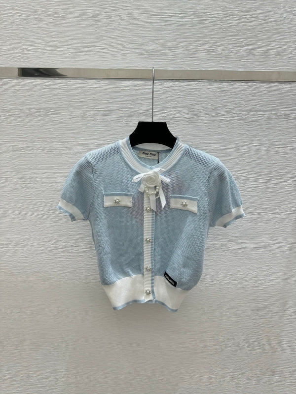 Miu 2026 Bow Knit Cardigan Wool 395568